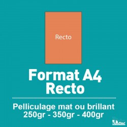 Plaquette A4 Recto de 250 à 400 gr option pelliculage