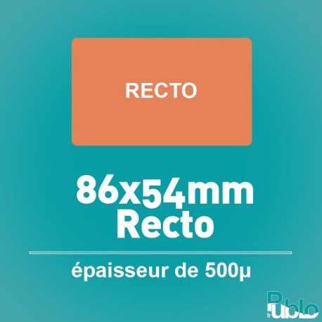 Carte PVC 500µ 86x54mm, Recto et Recto/Verso