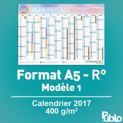 Calendrier A5 2017 400g/m² inscriptible Recto