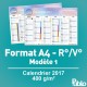 Calendrier A4 2017 400g/m² inscriptible Recto/Verso