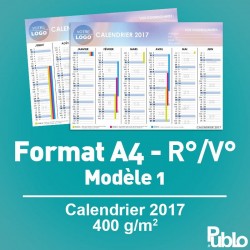 Calendrier A4 2017 400g/m² inscriptible Recto/Verso