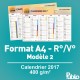 Calendrier A4 2017 400g/m² inscriptible Recto/Verso