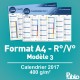 Calendrier A4 2017 400g/m² inscriptible Recto/Verso