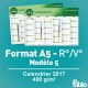 Calendrier A4 2017 400g/m² inscriptible Recto/Verso