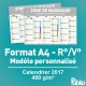 Calendrier A4 2017 400g/m² inscriptible Recto/Verso