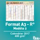 Calendrier A3 2017 400g/m² inscriptible Recto