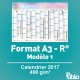 Calendrier A3 2017 400g/m² inscriptible Recto