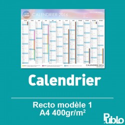 Calendrier A4 2017 400g/m² inscriptible Recto