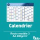 Calendrier A4 2017 400g/m² inscriptible Recto