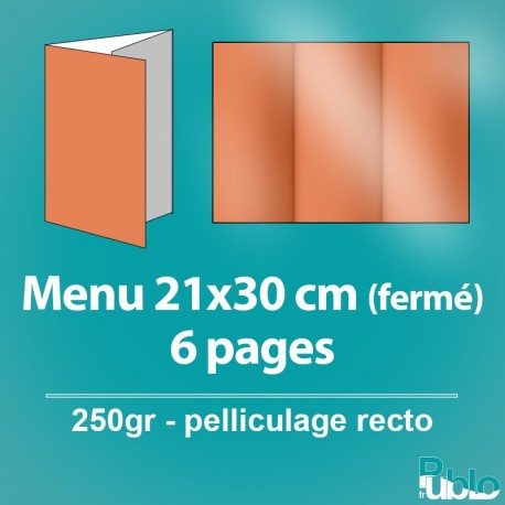 Menu - dépliant 6 pages (42x29,7cm ouvert)