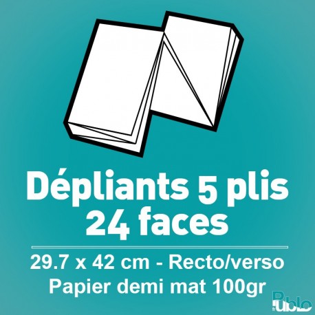 Dépliant A3 ouvert - 5 plis 24 faces